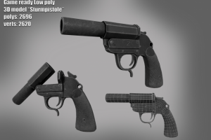 Game ready Low Poly 3d model Sturmpistole
