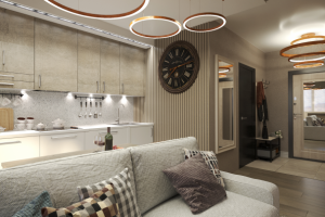 Дизайн и визуализация квартиры студии 30 кв метров