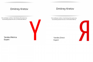 Сертификат Я. Директ и Я.Метрика
