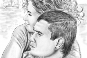 Романтическая пара карандашом