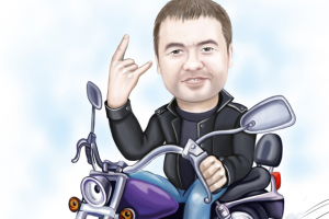 Шарж на мотоцикле