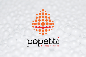 Логотип для небольшой мастерской по производству дизайнерских пуфов и кресел-мешков Popetti