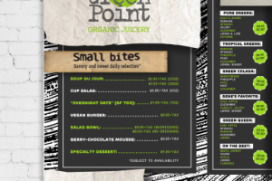 Разработка меню на всю стену сокового бара "Green Point"