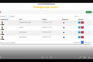 Прототип приложения список контактов на js