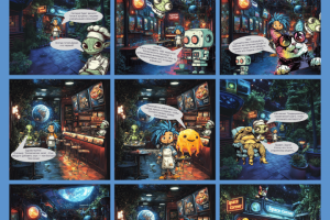 Нейросети. Комикс "Космическое кафе