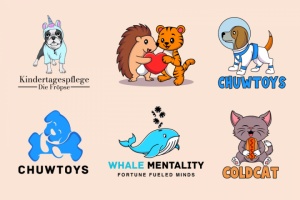 Разработка серии мультяшных логотипов