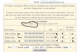 Парсинг свободных номеров отеля La Farge Perry House