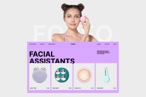 Концепт главного экрана e-commerce для бренда бьюти-гаджетов Foreo: минимализм, стиль и мгновенная конверсия