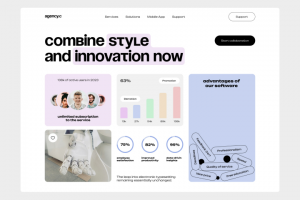 Дизайн главного экрана для диджитал-агентства: стильная эстетика, аналитика и современная подача услуг