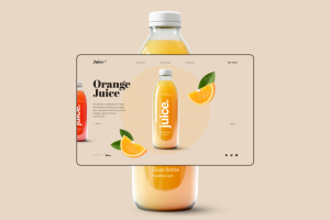 Концепт-дизайн первого экрана промо-сайта для бренда натуральных соков