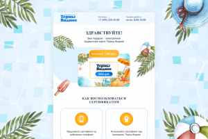E-mail письмо для термальных источников «Термы Видное» — подарочная электронная карта