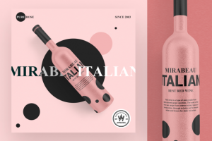 Дизайн Instagram-поста для алкогольного магазина — премиальное розовое вино MIRABEAU Italian