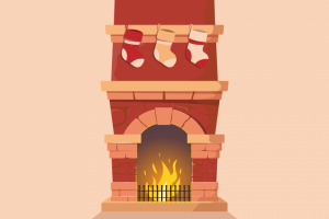 Новогодняя иллюстрация "Камин"