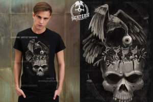 принт ворон кормит птенцов   /   @deo976