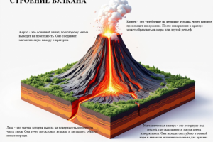 Инфографика "СТРОЕНИЕ ВУЛКАНА".