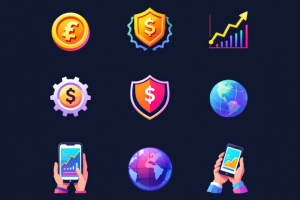 Набор иконок для социального медиа канала, посвященного финансам