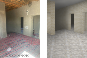 Итерьер 8. Обработка фото. Нанесение обоев и плитки.