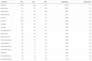 Статистика по ключевым словам (В поиске)