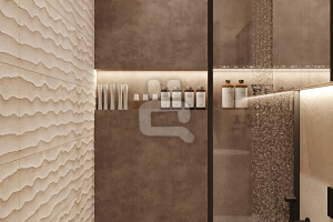 3D визуализация ванной в квартире-студии - 3