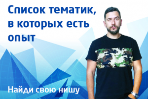 Список ниш, в которых уже есть опыт работы