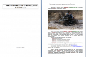 Меморандум о продаже бизнеса Квадроциклы-Челябинск