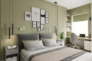 Дизайн спальни в квартире в Кьери, Италия