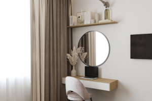 Дизайн рабочего уголка для девушки.