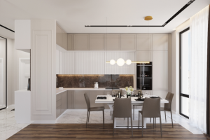 Зона кухни в квартире со свободной планировкой