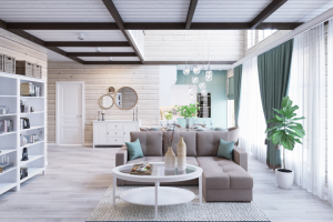 Дизайн первого этажа в доме из клеёного бруса