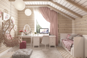 Детская комната в доме из клееного бруса