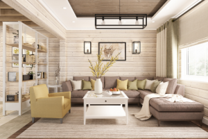 Дизайн зоны гостиной в частном доме.