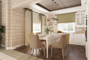 Кухня в доме из клееного бруса