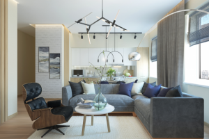 Дизайн кухни-гостиной в студии.