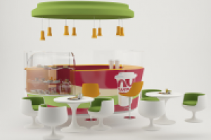 дизайн и визуализация точки по продаже кофе на вынос "Nu wavе"