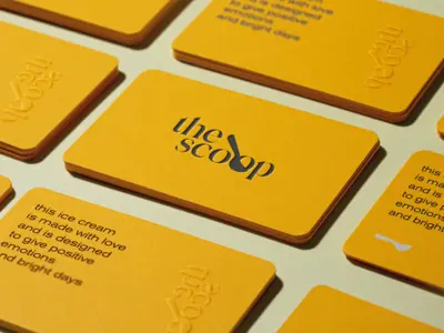 Визитка The Scoop с тиснением. Двойной плотный картон