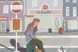 Девушка на остановке