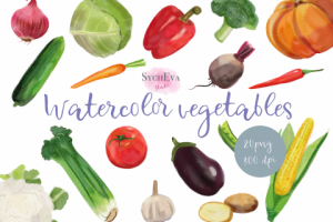 Акварельные овощи