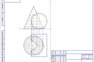Пересечение конуса и цилиндра