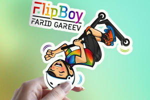 Стикер для мальчика-самокатера