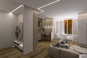 Дизайн и визуализация кухни-гостинной 49 кв.м.