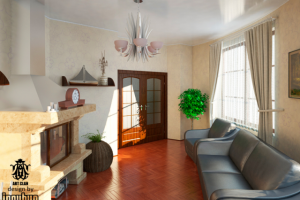 Комната с камином ( частный дом )