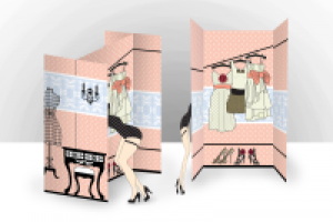 Элемент выставочно стенда нижнего белья в ретро-стиле.