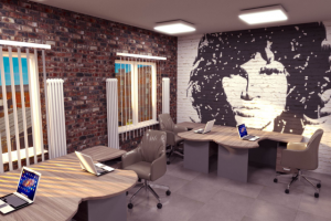 Офис в стиле лофт для дизайнерской компании в  Подмосковье