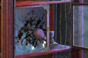 Разбиение стекла булыжником.