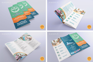 макет и визуализация буклета (лифлет) с двумя фальцами (сгибами)