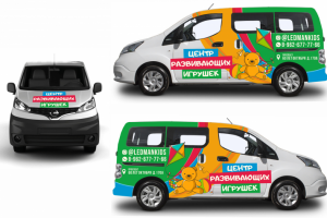 Брендирование NISSAN для магазина развивающих игрушек