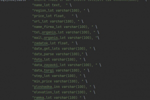 Проектирование базы и таблиц для tbankrot парсера