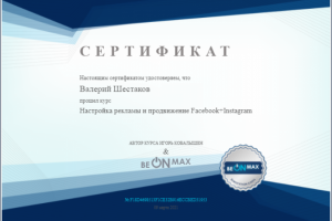 Сертификат Facebook и Instagram