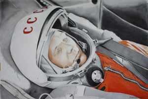 Гагарин. Акварельная картина 74 х 52 см.