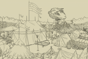 Лагерь поляков. Лайн арт.